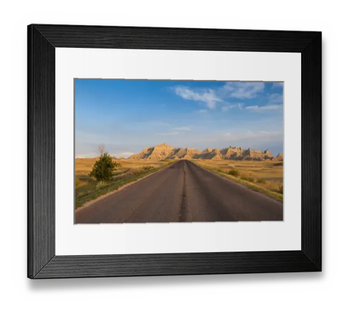 Framed Print : Road through the Badlands National Park, South Dakota, USA