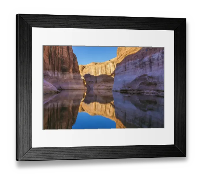 Framed Print : USA, Utah, Glen Canyon National Recreation Area. Abstract reflection of stained sandstone wall