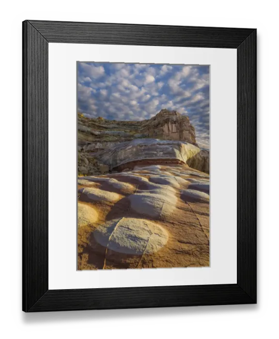Framed Print : USA, Utah, Glen Canyon National Recreation Area. Bleached patterns in sandstone