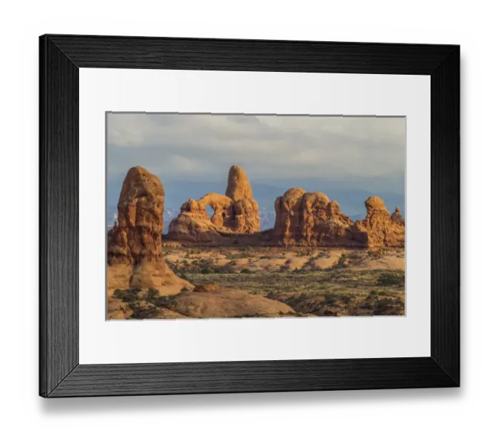 Framed Print : USA, Utah, Arches National Park. Turret Arch and other formations