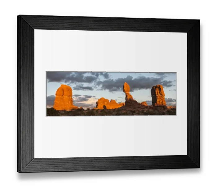 Framed Print : North America, USA, Utah, Arches National Park. Balanced Rock with clouds at sunset Framed Print : North America, USA, Utah, Arches National Park. Balanced Rock with clouds at sunset