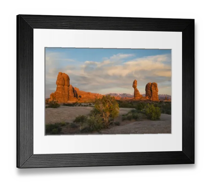 Framed Print : North America, USA, Utah, Arches National Park. Balanced Rock with clouds at sunset Framed Print : North America, USA, Utah, Arches National Park. Balanced Rock with clouds at sunset