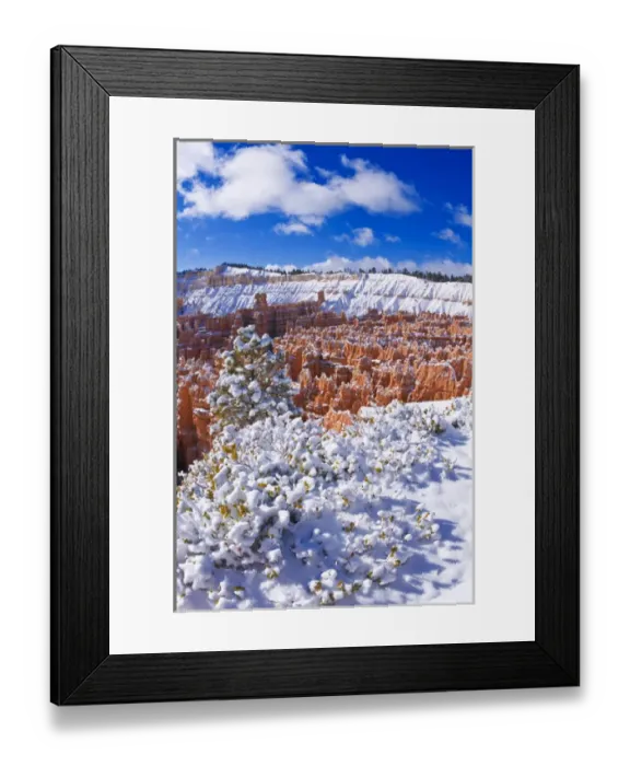 Framed Print : Fresh powder on rock formations in the Silent City, Bryce Canyon National Park, Utah Framed Print : Fresh powder on rock formations in the Silent City, Bryce Canyon National Park, Utah