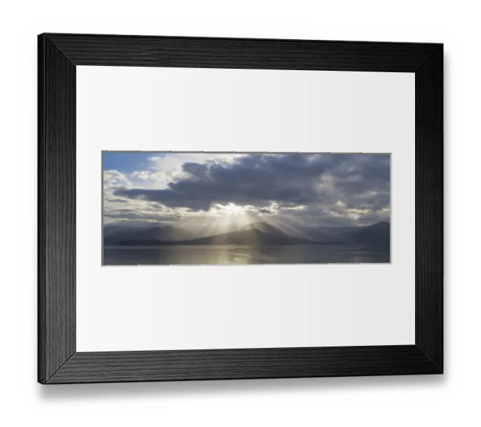 Framed Print : USA, Washington, Seabeck. Composite of God rays over Hood Canal