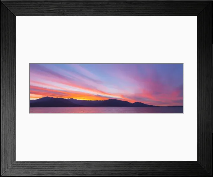 Framed Print : USA, Washington, Seabeck. Sunset panoramic over the Olympic Mountains and Hood Canal Framed Print : USA, Washington, Seabeck. Sunset panoramic over the Olympic Mountains and Hood Canal