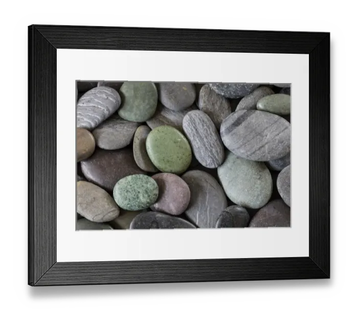 Framed Print : USA, Washington, Seabeck. Smooth beach rocks