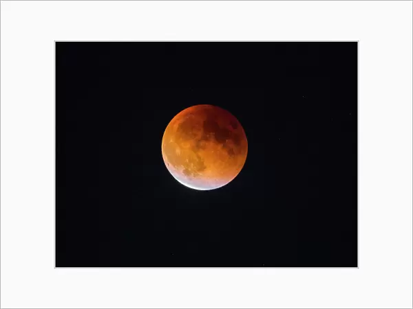 USA, Washington State. Begginning of the end of Blood Moon (lunar eclipse) in Seattle