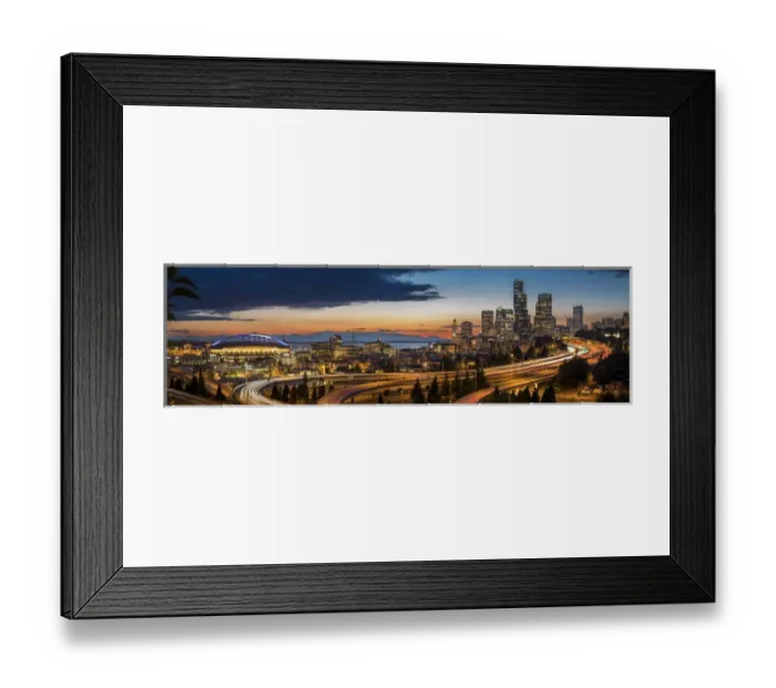 Framed Print : USA, Washington State, Seattle. Sweeping sunset view from Century Link Field to downtown Framed Print : USA, Washington State, Seattle. Sweeping sunset view from Century Link Field to downtown