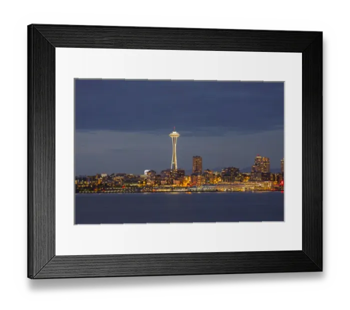 Framed Print : WA, Seattle, Space Needle and Elliott Bay from West Seattle (2015)