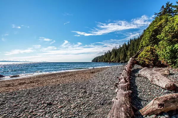 Shoreline of Vancouver Island with the Strait of San Juan de Fuca in background