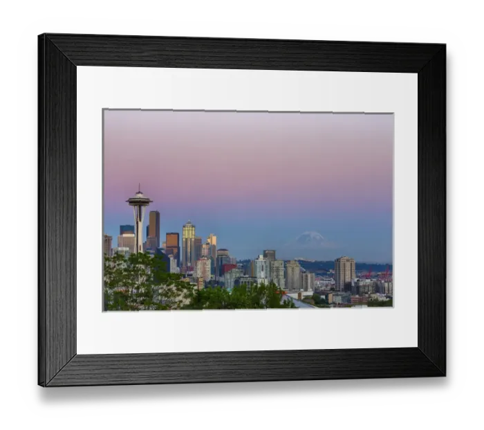 Framed Print : WA, Seattle, skyline view from Kerry Park, with Mount Rainier (2015)