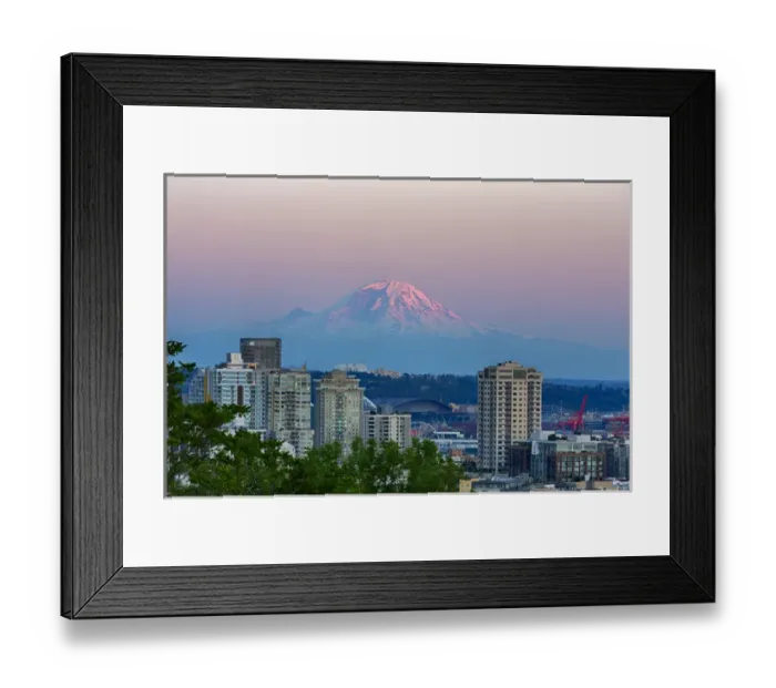 Framed Print : WA, Seattle, skyline view with Mount Rainier (2015)