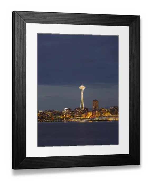 Framed Print : WA, Seattle, Space Needle and Elliott Bay from West Seattle (2015)