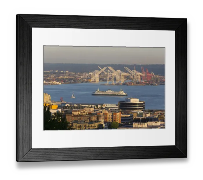 Framed Print : WA, Seattle, view of Elliott Bay from Kerry Park, with Washington State ferry Framed Print : WA, Seattle, view of Elliott Bay from Kerry Park, with Washington State ferry