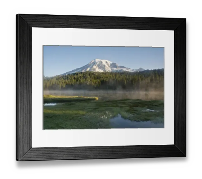 Framed Print : Sunrise; Mount Rainier; Reflection Lake; Mount Rainier National Park; Washington; USA