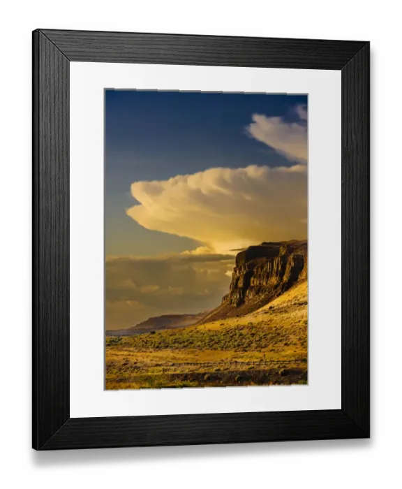 Framed Print : USA, Washington, Vantage. Storm cloud over The Columbia River Basalt Group near I-90