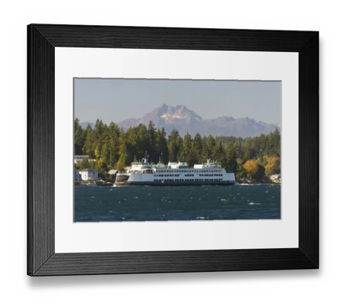 Framed Print : US, WA. Bremerton / Seattle ferry in Rich Passage, fall color, whitecaps. The Brothers Framed Print : US, WA. Bremerton / Seattle ferry in Rich Passage, fall color, whitecaps. The Brothers