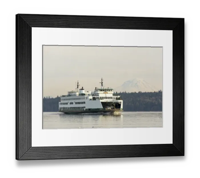 Framed Print : US, WA WSF Seattle / Bremerton ferry passes in front of Mt Rainier Framed Print : US, WA WSF Seattle / Bremerton ferry passes in front of Mt Rainier