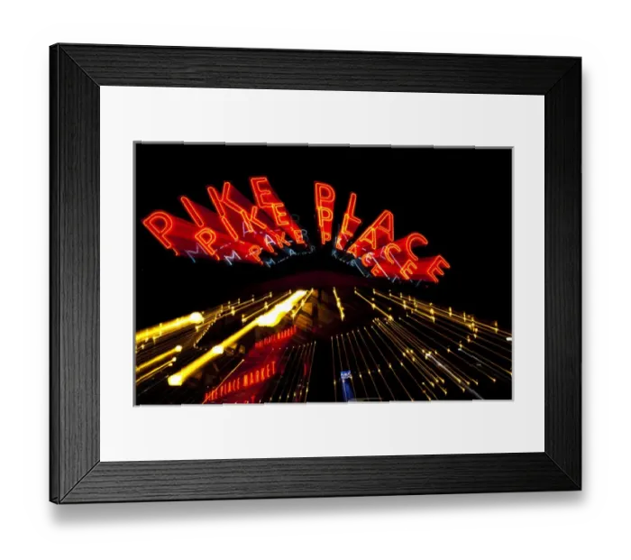 Framed Print : North America; USA; Washington; Seattle; Pike Place Market; Pike Place Market at night Framed Print : North America; USA; Washington; Seattle; Pike Place Market; Pike Place Market at night