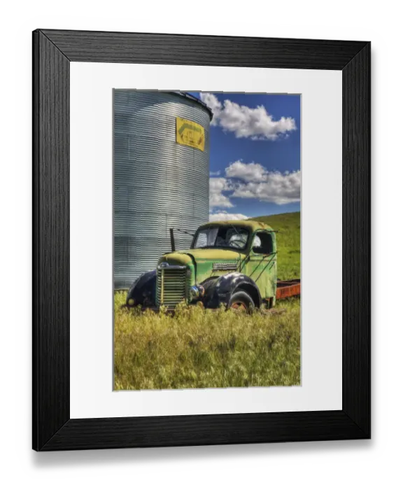 Framed Print : North America; USA; Washinton; Palouse Countyr; Silos with Old Field Truck Framed Print : North America; USA; Washinton; Palouse Countyr; Silos with Old Field Truck