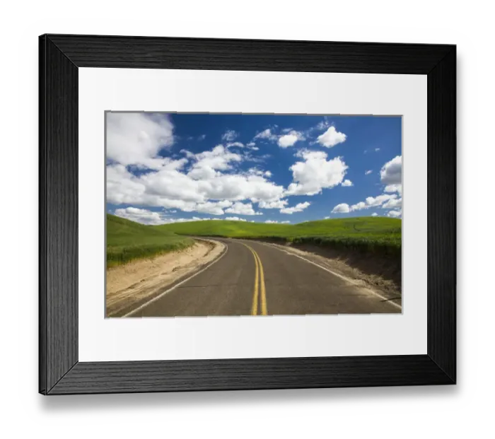 Framed Print : North America; USA; Washington; Palouse Country; Back road through the green fields of Framed Print : North America; USA; Washington; Palouse Country; Back road through the green fields of