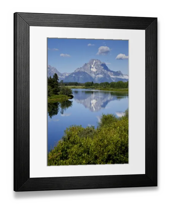 Framed Print : USA, Wyoming. Mt. Moran reflected in the Snake River, Grand Teton National Park Credit as Framed Print : USA, Wyoming. Mt. Moran reflected in the Snake River, Grand Teton National Park Credit as