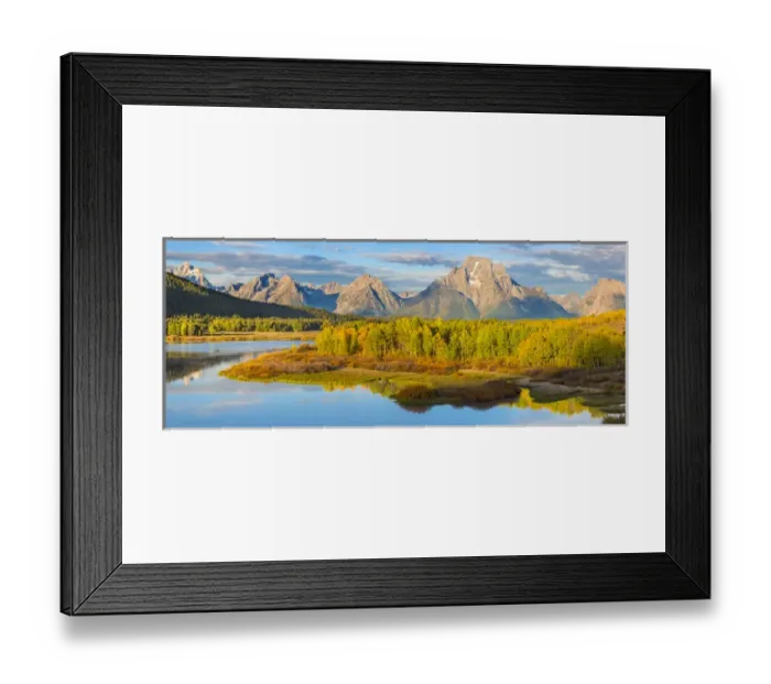 Framed Print : USA, Wyoming, Grand Teton National Park. Panorama of sunrise on Snake River. Credit as