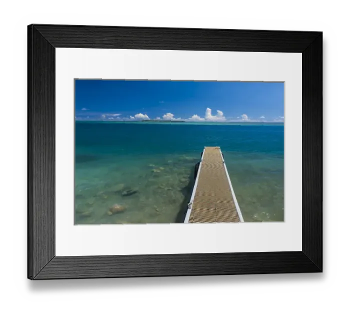 Framed Print : Pier with Ccocs island in the background, Guam, US Territory, Central Pacific