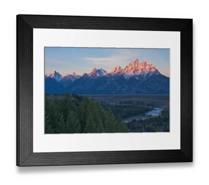 Framed Print : Dawn; Alpenglow; Snake River Overlook; Grand Teton National Park; Wyoming; USA