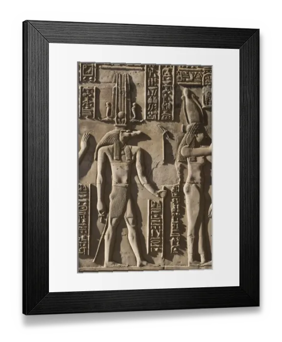 Framed Print : Egypt, Pom Ombo. Sidelight makes the hieroglyphics stand out in strong relief Framed Print : Egypt, Pom Ombo. Sidelight makes the hieroglyphics stand out in strong relief