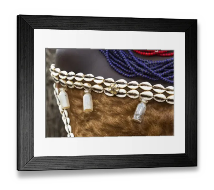 Framed Print : Africa, Ethiopia, Southern Omo, Karo Tribe. Details of a Karo womans skin clothing Framed Print : Africa, Ethiopia, Southern Omo, Karo Tribe. Details of a Karo womans skin clothing