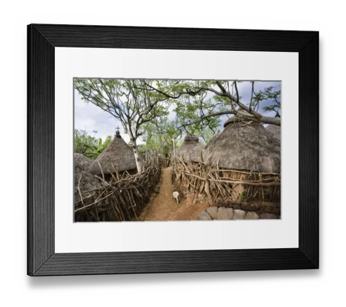 Framed Print : Traditional Konso village on a mountain ridge overlooking the rift valley Framed Print : Traditional Konso village on a mountain ridge overlooking the rift valley