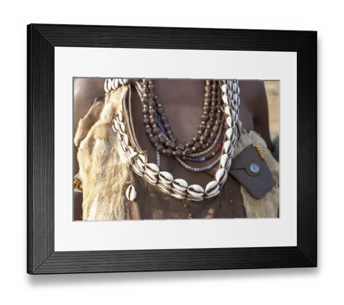 Framed Print : Africa, Ethiopia, Omo River Valley, South Omo, Hamer tribe. Detail of a necklace Framed Print : Africa, Ethiopia, Omo River Valley, South Omo, Hamer tribe. Detail of a necklace