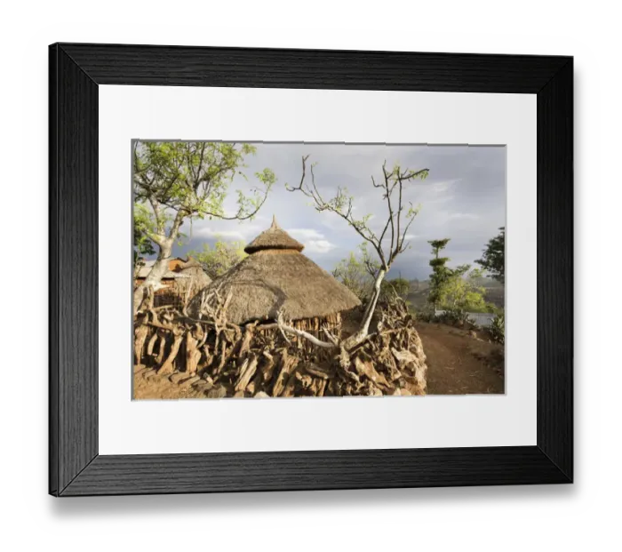 Framed Print : Traditional Konso village on a mountain ridge overlooking the rift valley Framed Print : Traditional Konso village on a mountain ridge overlooking the rift valley