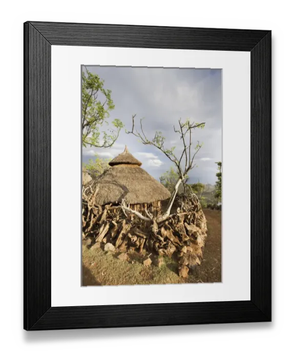 Framed Print : Traditional Konso village on a mountain ridge overlooking the rift valley Framed Print : Traditional Konso village on a mountain ridge overlooking the rift valley