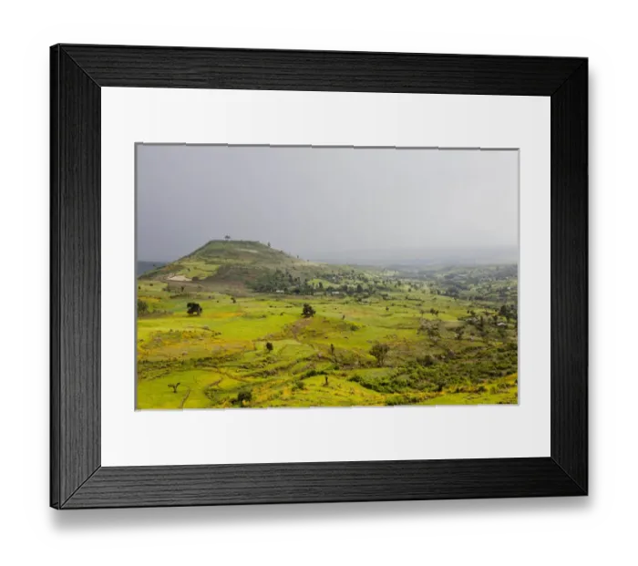 Framed Print : Landscape between Gonder and Lake Tana in Ethiopia. This fertile region is farmed Framed Print : Landscape between Gonder and Lake Tana in Ethiopia. This fertile region is farmed