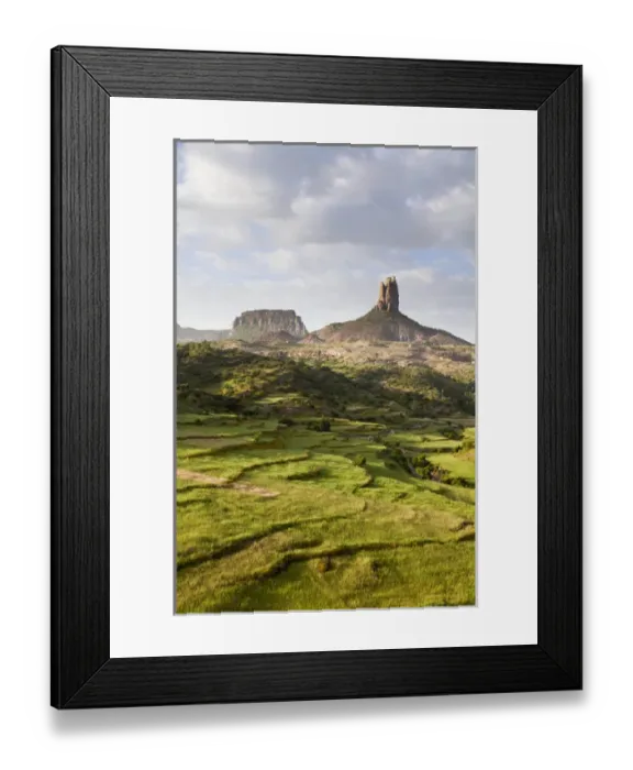 Framed Print : Landscape in the province Tigray, northern Ethiopia. During and after the rainy season