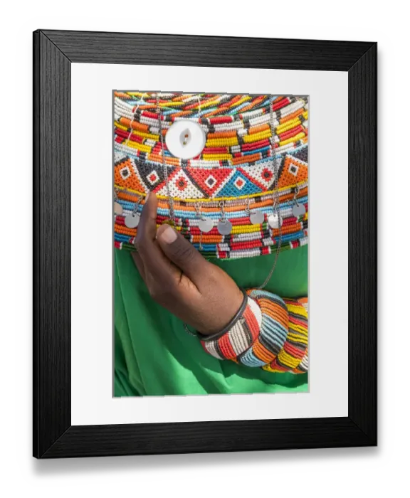 Framed Print : Africa, Kenya, Samburu National Reserve. Tribal handicrafts, jewelry. 2016-08-04