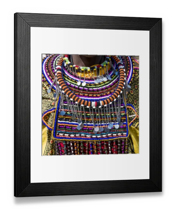 Framed Print : Africa, Kenya, Masai Mara National Reserve, Mara Ashnil region. Masai tribal jewelry Framed Print : Africa, Kenya, Masai Mara National Reserve, Mara Ashnil region. Masai tribal jewelry