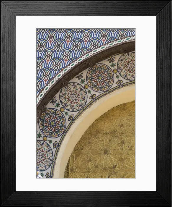 Framed Print : Africa, Morocco, Fes. Details of the Royal Palace gates