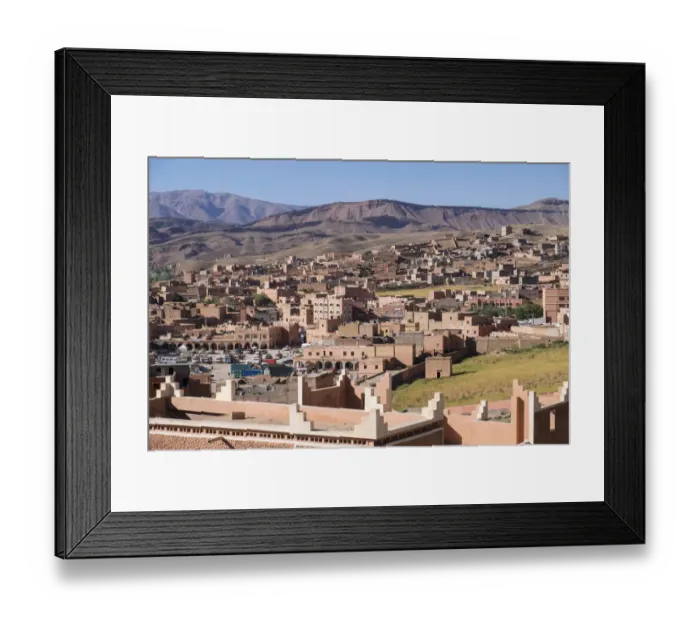 Framed Print : Africa, Morocco. The town of Boulmalne du Dades spills up the hillsides of the Atlas Framed Print : Africa, Morocco. The town of Boulmalne du Dades spills up the hillsides of the Atlas