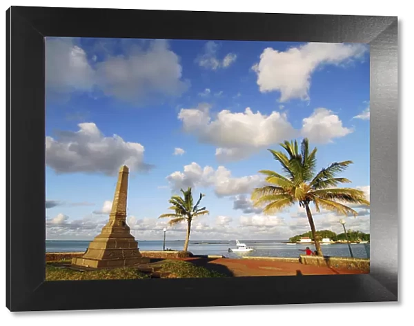 Mauritius, Mahebourg, view of a built structure with sea in the background