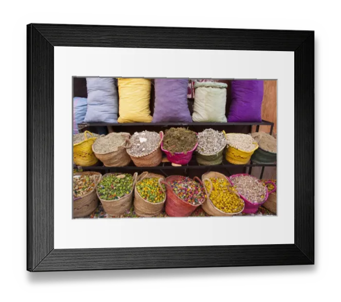 Framed Print : Africa, Morocco, Marrakech. A colorful display of potpourri and herbs for sale at a shop Framed Print : Africa, Morocco, Marrakech. A colorful display of potpourri and herbs for sale at a shop