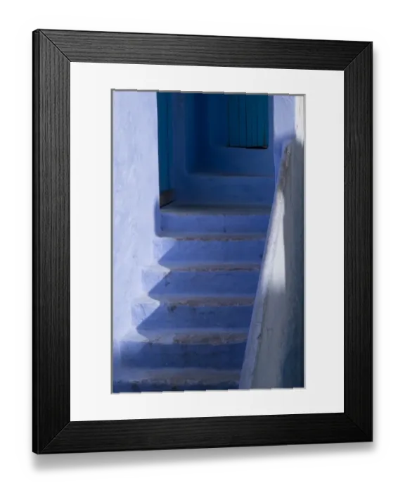 Framed Print : Africa, Morocco, Chefchaouen. Steps leading up into a home