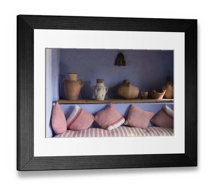 Framed Print : Africa, Morocco, interior of sitting room in hotel Dar Chefchaouen