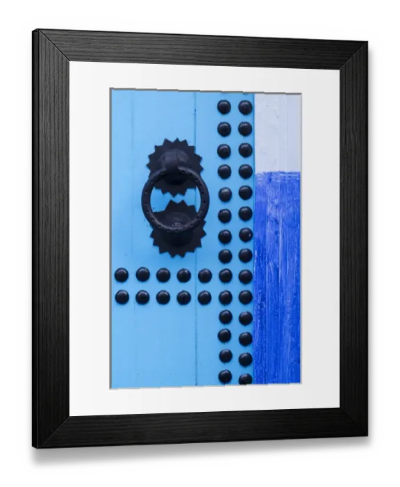 Framed Print : Africa, Morocco, Chefchaouen. Detail of blue door and doorknocker Framed Print : Africa, Morocco, Chefchaouen. Detail of blue door and doorknocker