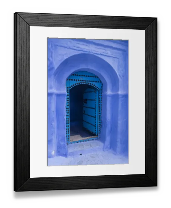 Framed Print : Africa, Morocco. A traditional blue doorway in the hilltown of Chefchaouen Framed Print : Africa, Morocco. A traditional blue doorway in the hilltown of Chefchaouen