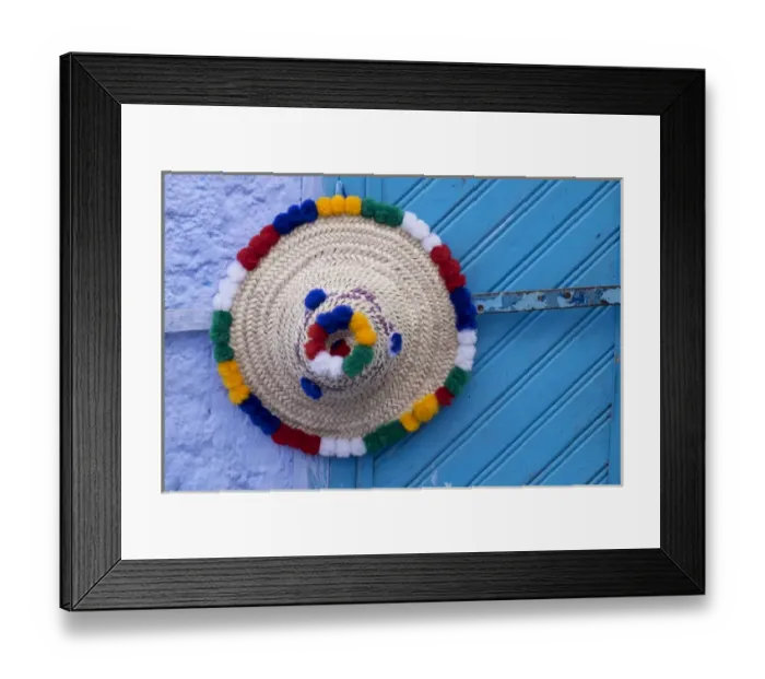 Framed Print : Africa, Morocco, Chefchaouen. A traditional hat once worn by the women of the region