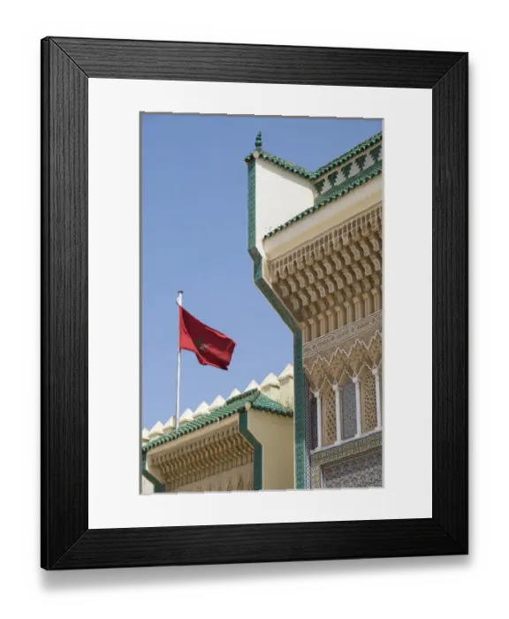Framed Print : Africa, Morocco, Fes. Details of the Royal Palace gates with zelij tilework and cut