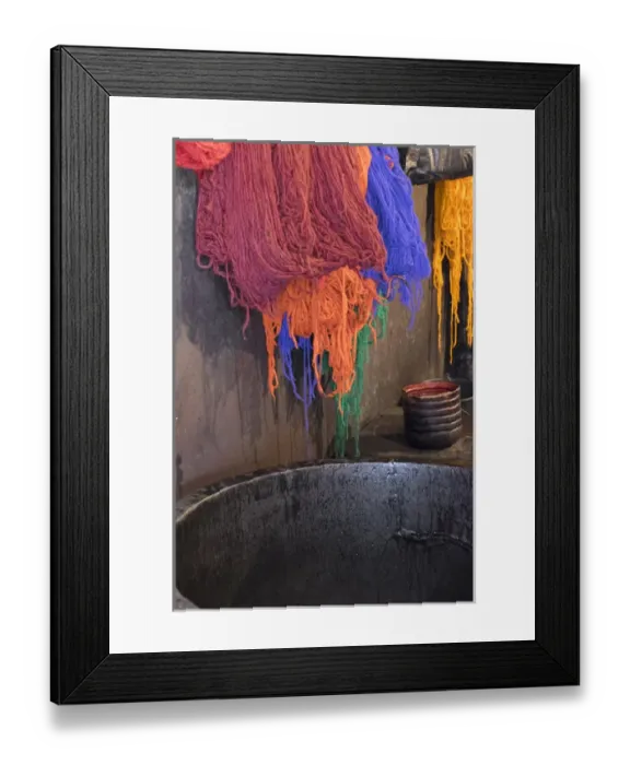 Framed Print : North Africa, Morocco, Marrakech. Dying works section (yarn, wool)of Jemna El Efna